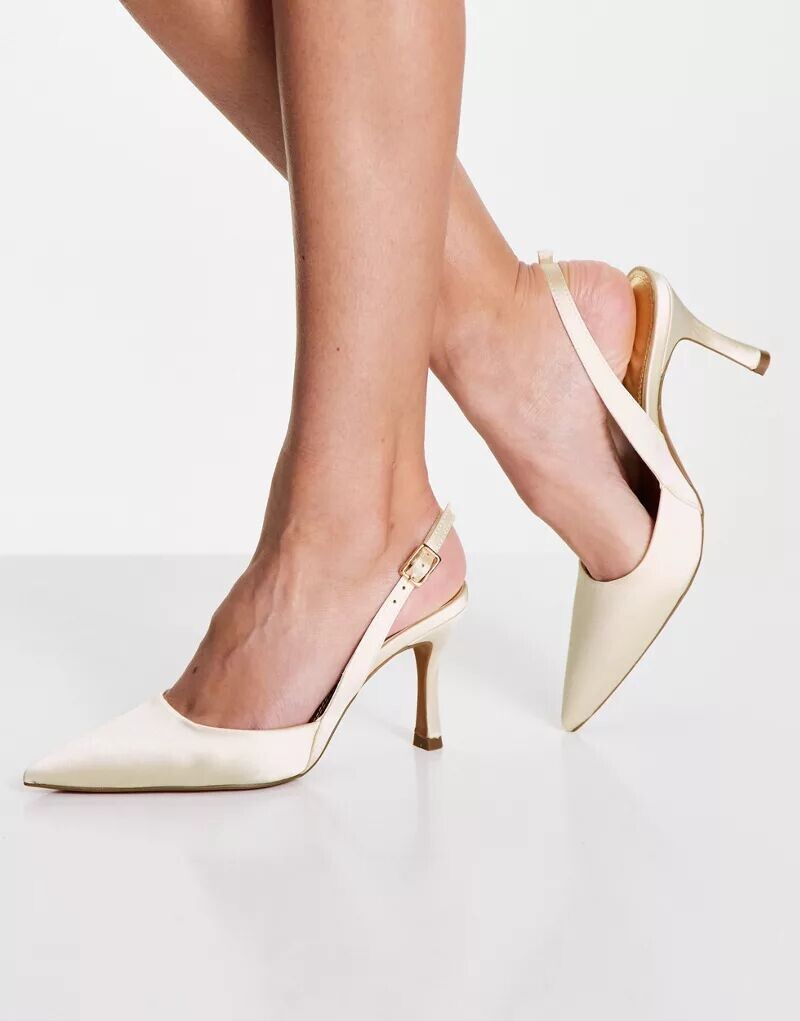 ASOS Туфли на шпильке цвета слоновой кости Samber с ремешком сзади