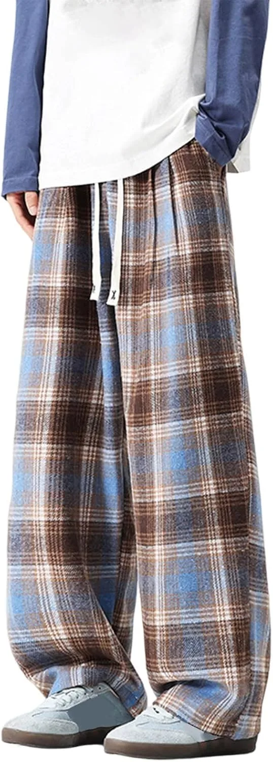 

Мужские клетчатые брюки с завязками на поясе