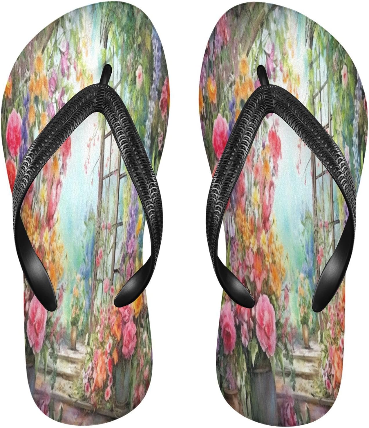 

Винтажные садовые шлепанцы с весенними цветами, пляжные вьетнамки для душа, резиновые нескользящие летние тапочки для мужчин и женщин Sinestour, Vintage Spring Flowers Garden