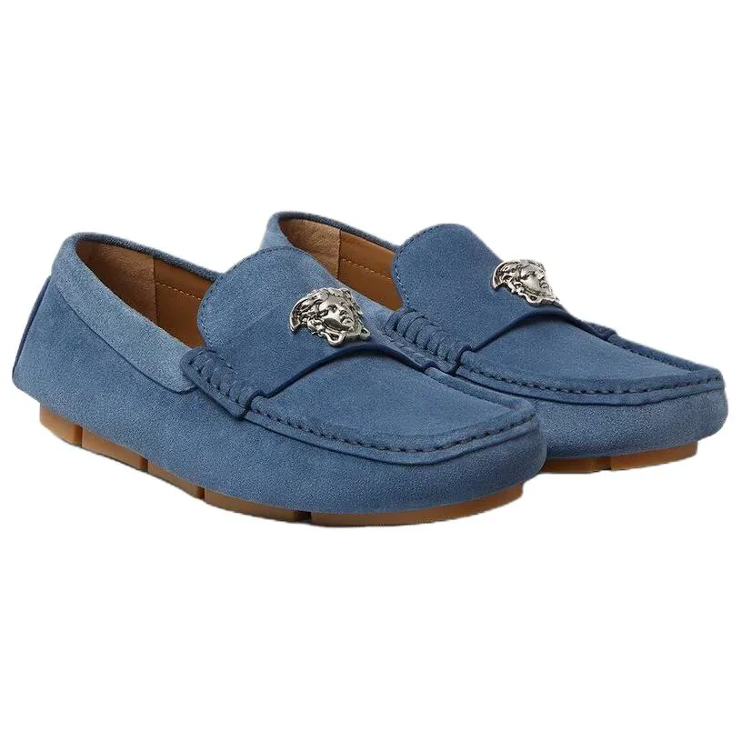 VERSACE La Medusa Loafers из телячьей кожи мужские синие — фото 3