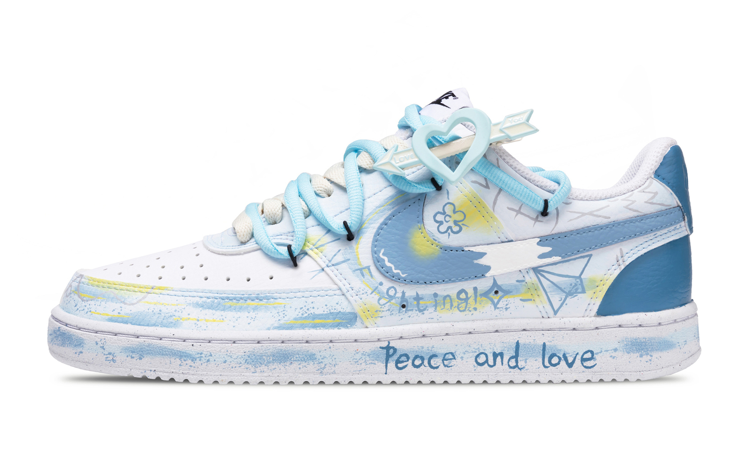 

Кроссовки Nike Court Vision 1 Summer Sky противоскользящие низкие для скейтбординга мужские оранжево-сине-бело-серые