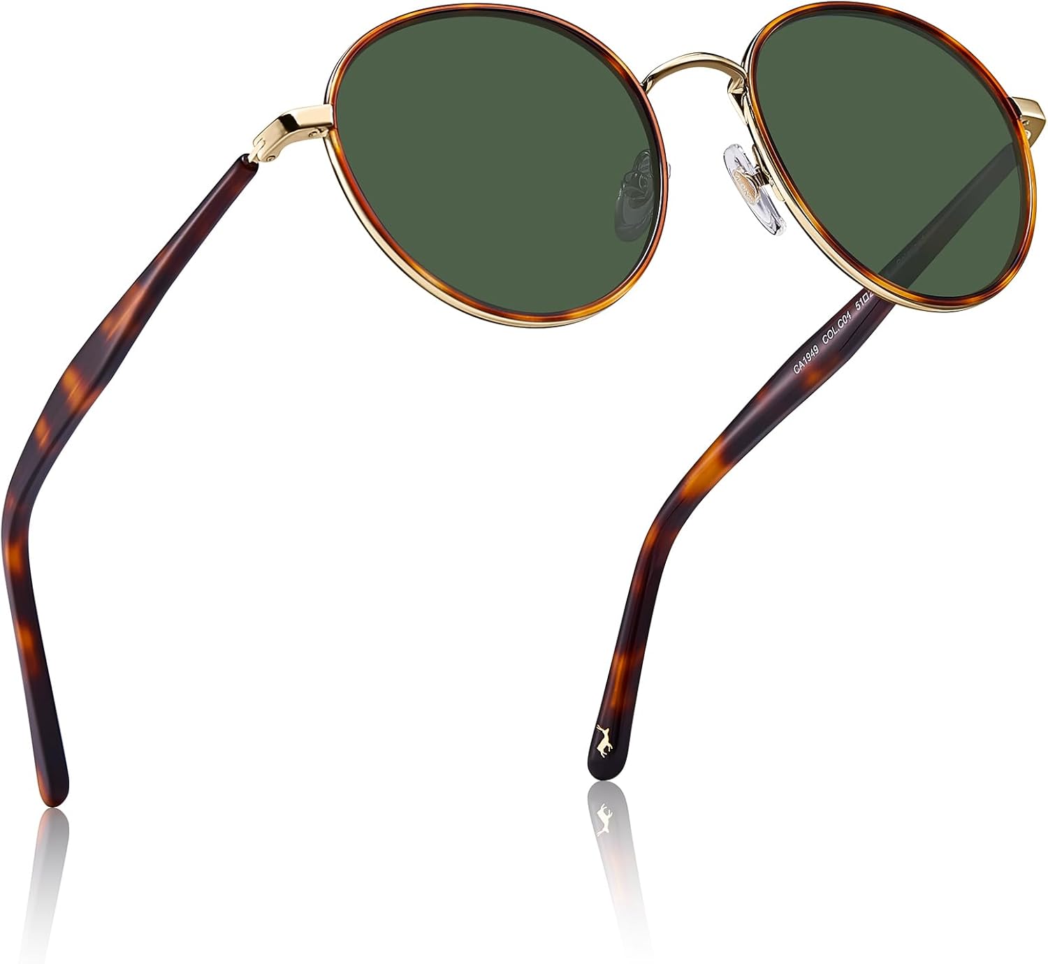 

Солнцезащитные очки CARFIA Retro Round Polarized для женщин, защита от УФ-излучения, дужки из ацетата, металлическая оправа, очки для вождения, I: Tortoise Frame / Green Lens