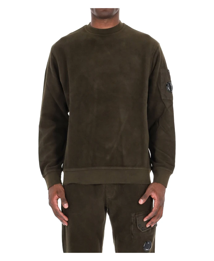 

Зеленый хлопковый свитер с круглым вырезом и щеткой C.P. Company, зеленый