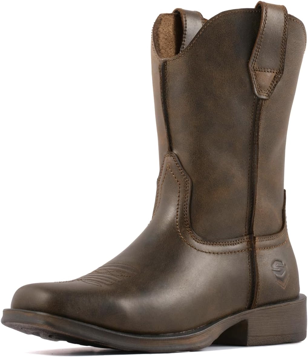 

Ботинки SUREWAY Western - мужские ботинки с квадратным носком, кожаные ботинки Wellington на мягкой подошве, прочные классические ковбойские ботинки с нескользящей подошвой, Antiquity