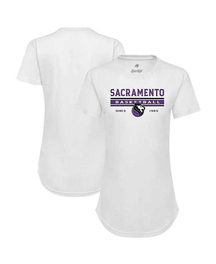 

Женская белая футболка Sacramento Kings Origins Phoebe Tri-Blend Sportiqe