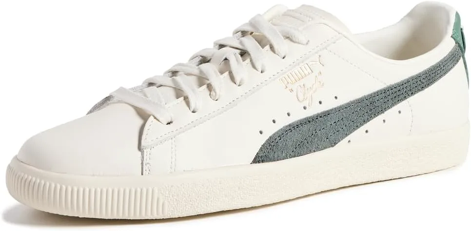 

Мужские кроссовки PUMA Clyde Base с шнуровкой повседневные - слоновая кость, белый/серый
