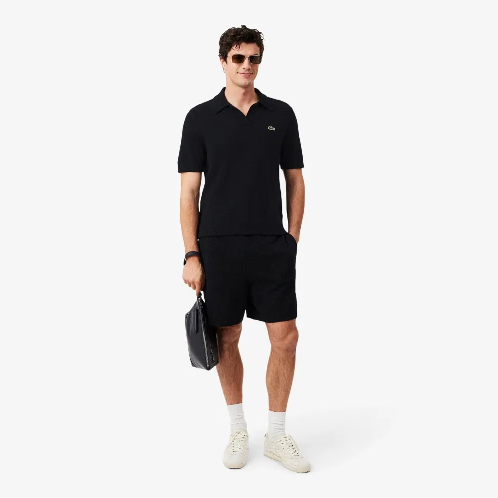 Мужской свитер поло букле тёмно-синий от Lacoste — фото 4