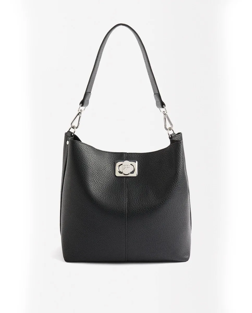 

Сумка через плечо с застежкой на пуговицу и съемной косметичкой, однотонная Parfois, черный