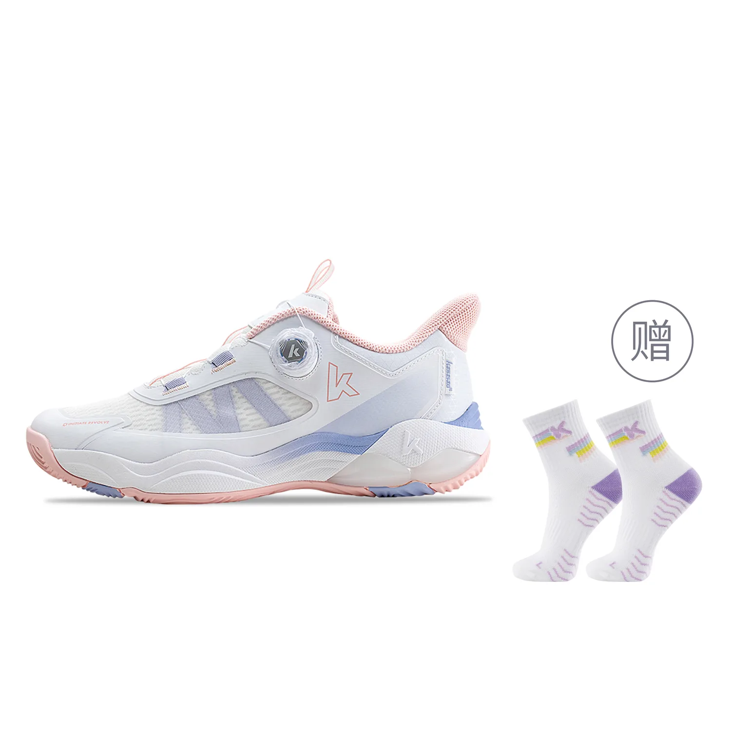 Кроссовки для бадминтона Galaxy SE Lite 1.0 с износостойким дышащим верхом Kawasaki, Pink Blue, Free Sports Socks
