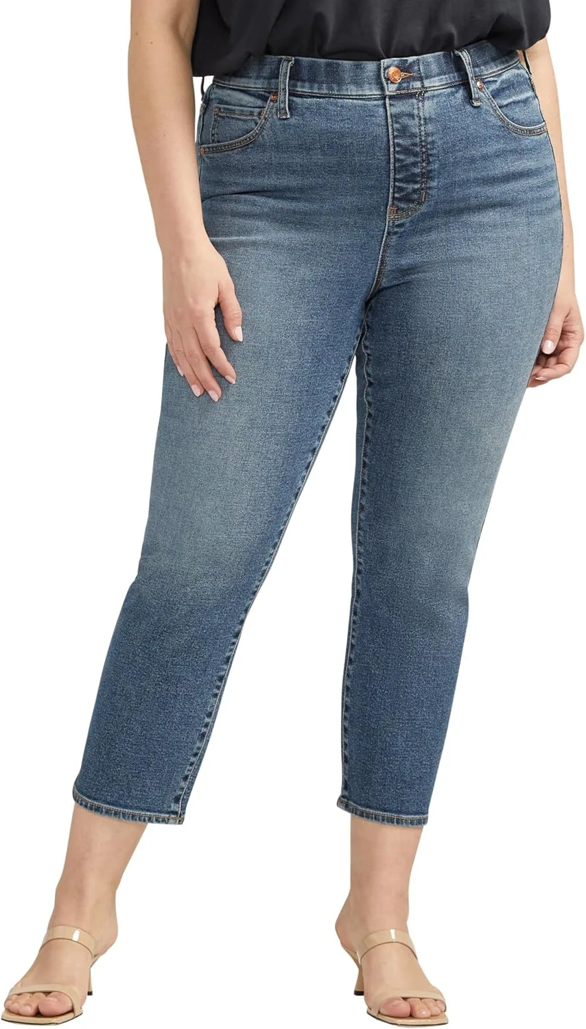 

Jag Jeans Women's Plus Size Valentina High Rise Straight Leg Cropped
