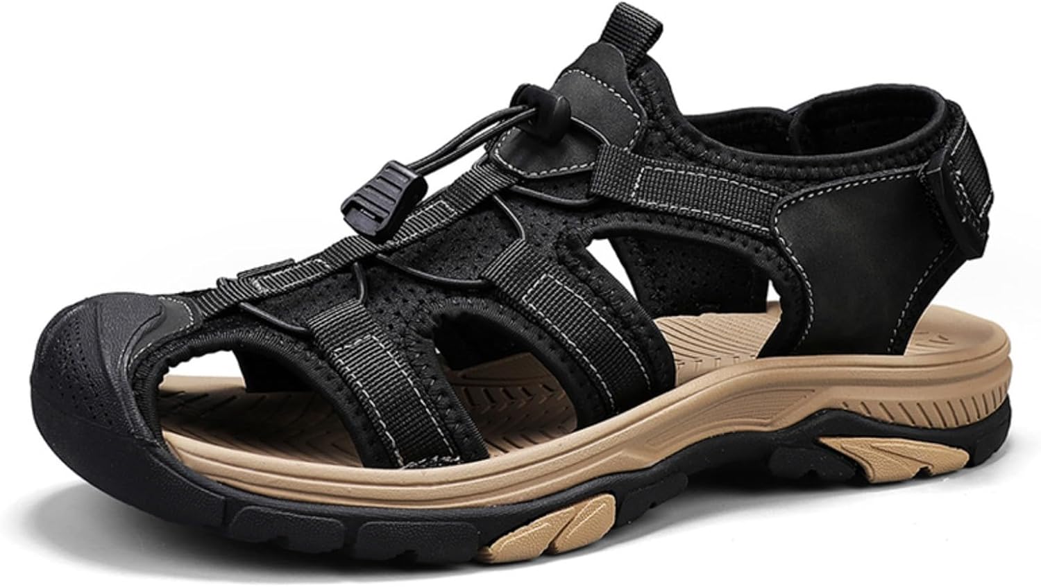 

Мужские спортивные сандалии для альпинизма, летние сетчатые дышащие удобные сандалии, спортивные пляжные сандалии Ucilxi, черный