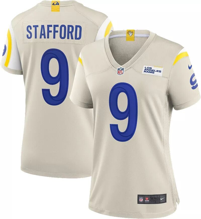 

Женская майка Nike Los Angeles Rams Matthew Stafford #9 Light Bone Game