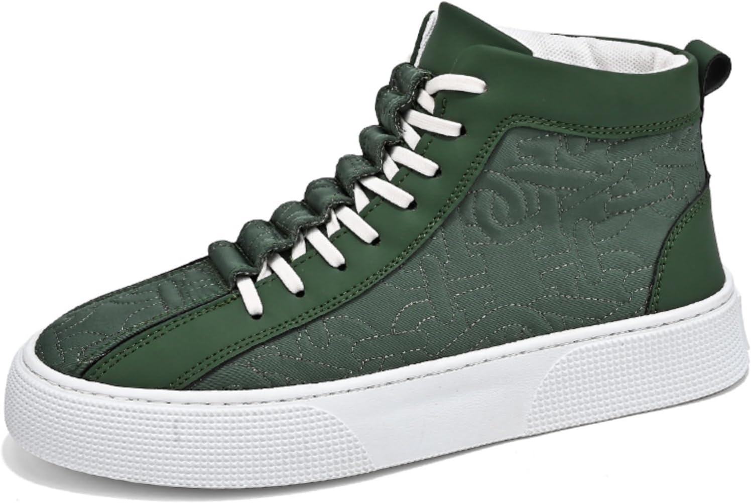 

Мужские высокие повседневные кроссовки с противоскользящей подошвой, дышащей сетчатой подкладкой и текстурированным верхом для комфорта при ходьбе Kelibasi, зеленый