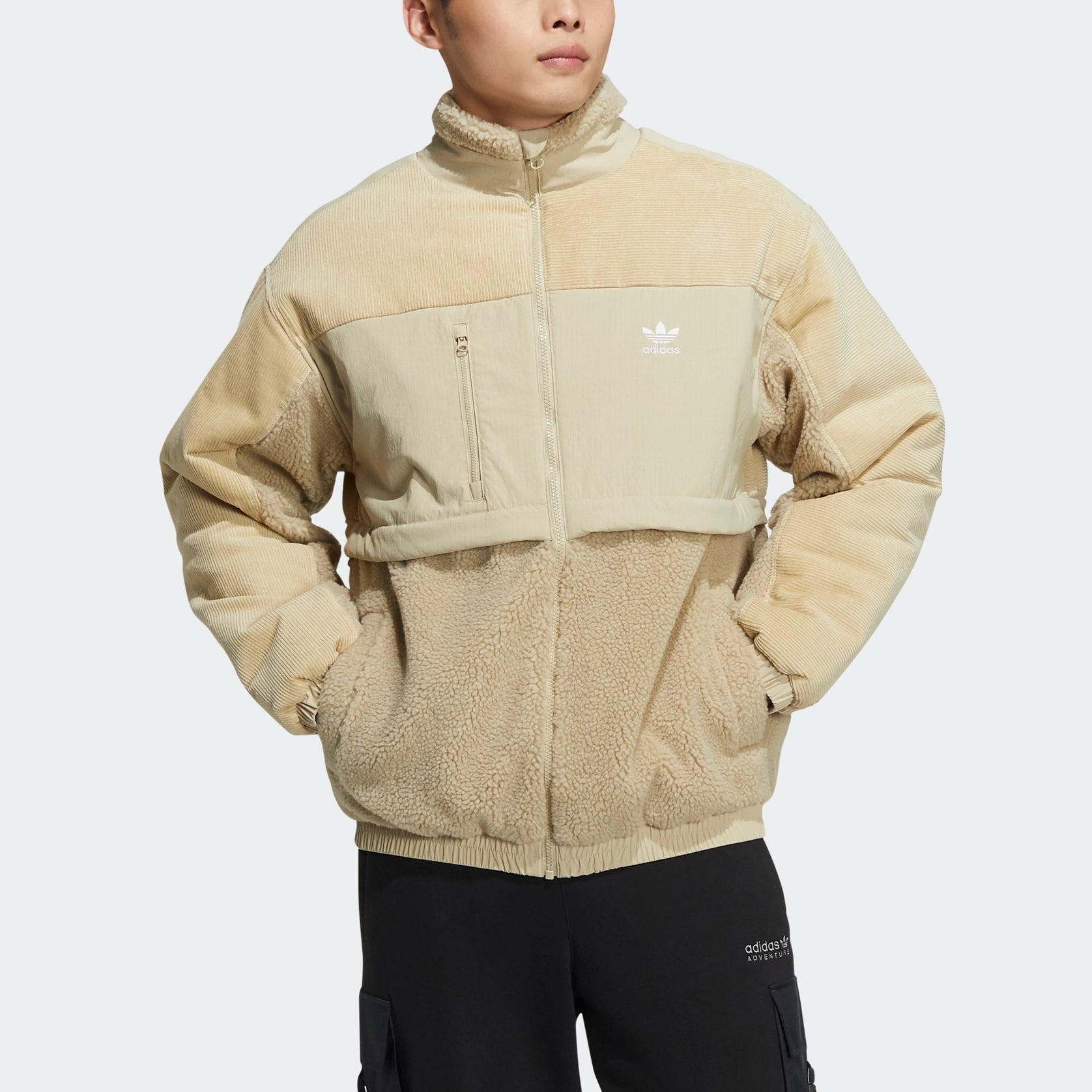 Куртка Men's adidas originals Adicolor Jkt Retro Splicing Stay Warm Sports Stand Collar Jacket Prairie Brown HP1817 — фото 2