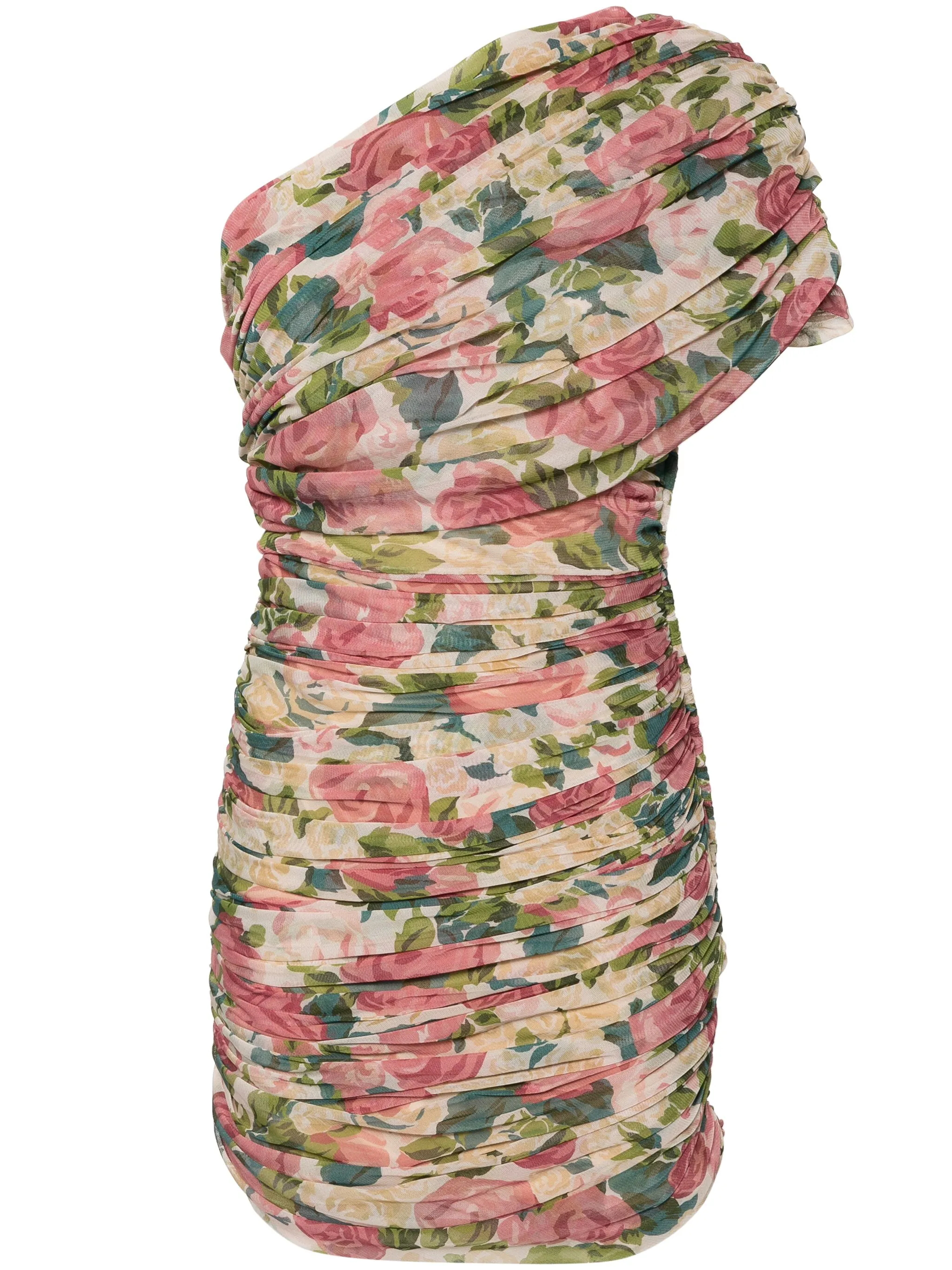 

Мини-платье из тюля с цветочным принтом Saint Laurent, бежевый