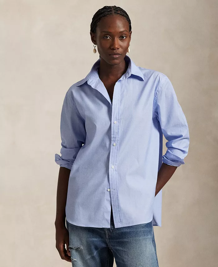 

Женская хлопковая рубашка оверсайз Polo Ralph Lauren, синий
