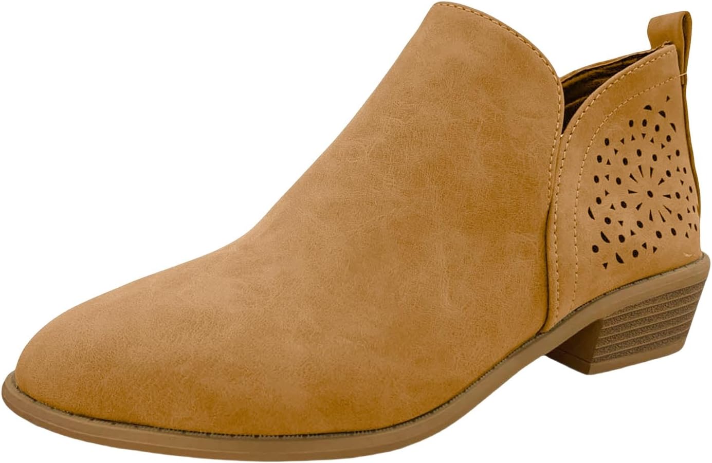 

Женские короткие ботильоны на массивном каблуке, вырезанные ботильоны до щиколотки, винтажные слипоны с заостренным носком, повседневные ботильоны с вырезами, удобная обувь для улицы для женщин Generic, коричневый