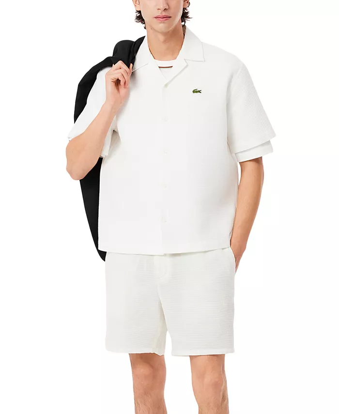 

Мужские шорты свободного кроя из вафельной ткани Lacoste, белый