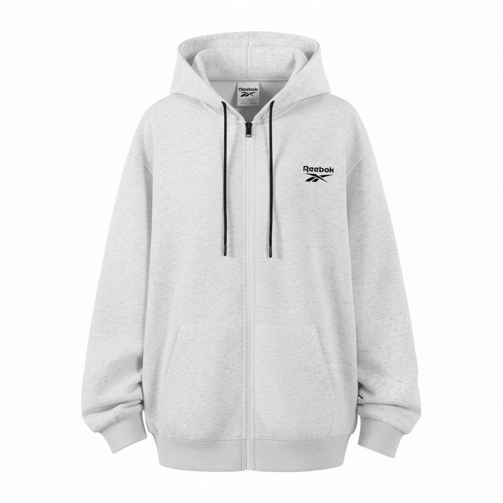 

Толстовки Unisex с капюшоном, кардиган Moderate Reebok, белый heather серый