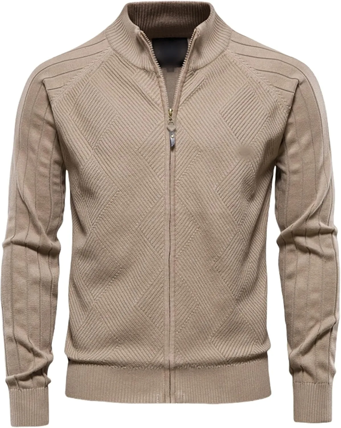 Мужской кардиган на молнии вязаный с длинным рукавом slim fit
