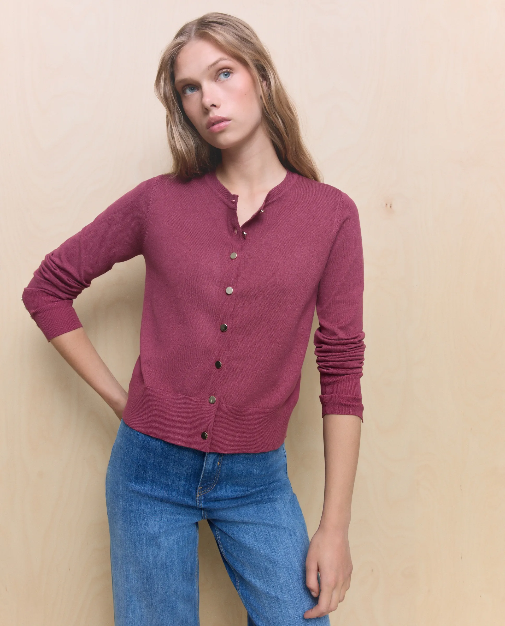 

Женская куртка с воротником из трикотажа Easy Wear, темно-розовый