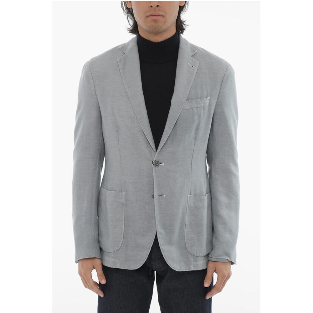 

CC COLLECTION Блейзер с боковыми разрезами и лацканами без подкладки на 2 пуговицах Corneliani, светло-голубой