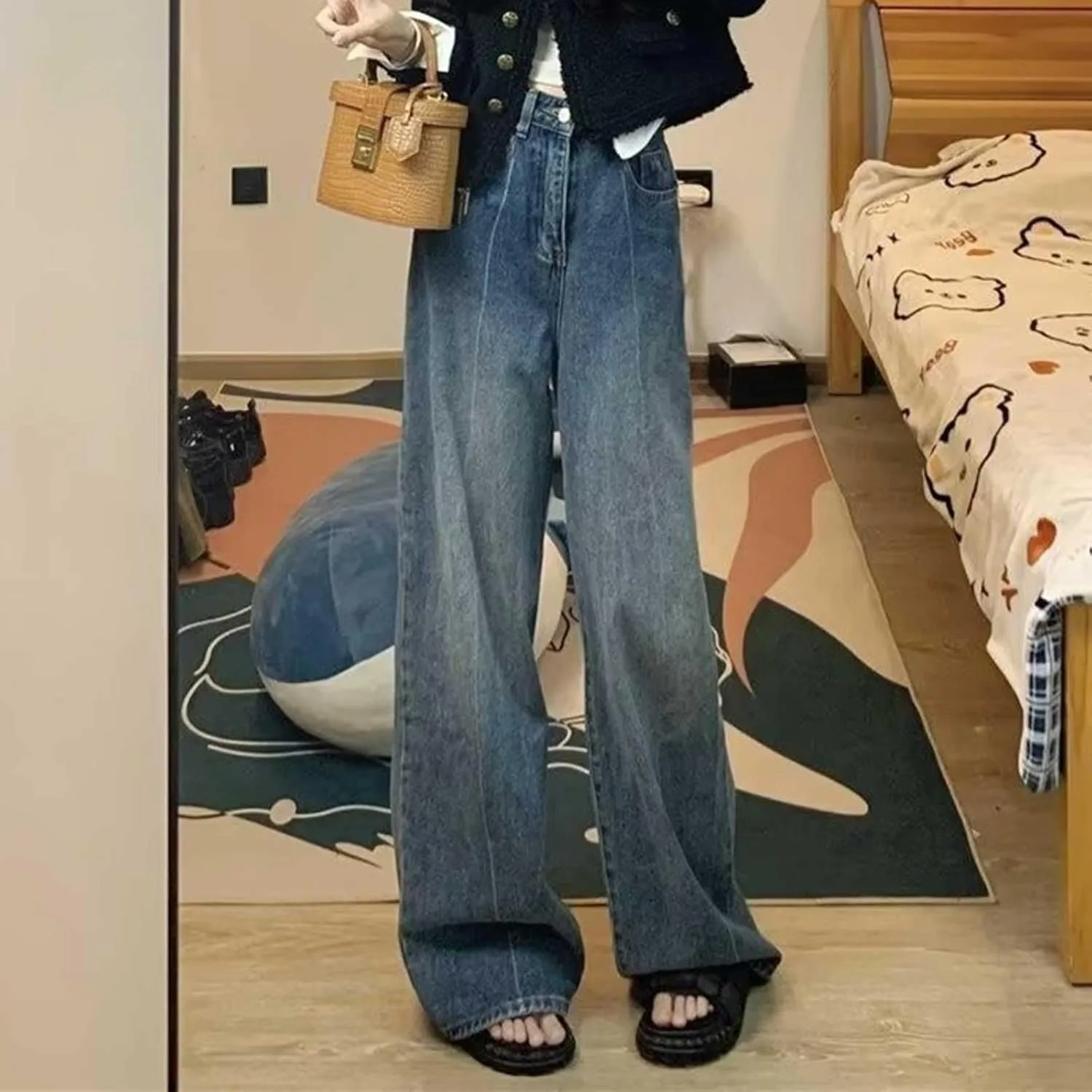 Джинсы High Rise для женщин с высокой талией в стиле E Girl Streetwear — фото 3