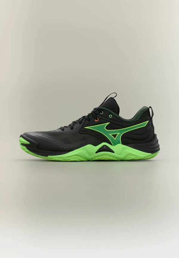 Волейбольные кроссовки wave momentum elite Mizuno, Black/Glowing Apple/Mandarin Orange