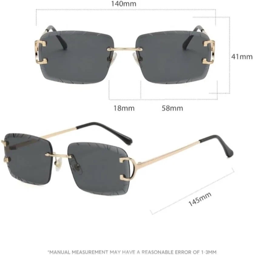 

Квадратные очки без оправы, модные металлические солнцезащитные очки высокого качества для мужчин и женщин, очки для уличной фотосъемки GHVWYX, Gold Blue