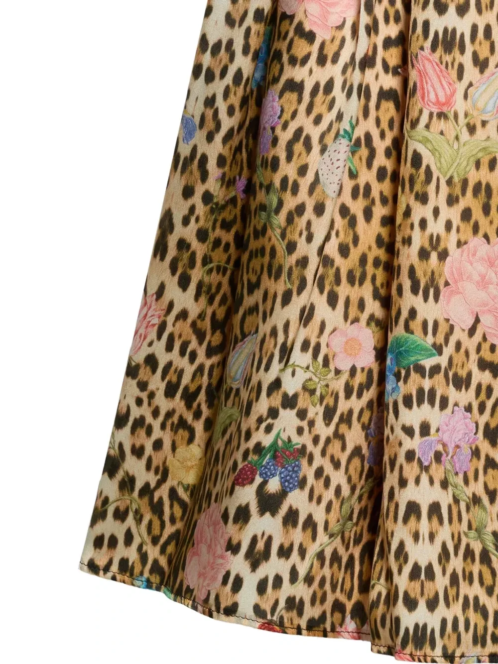 Юбка с леопардовым и цветочным принтом Roberto Cavalli Junior, бежевый — фото 4