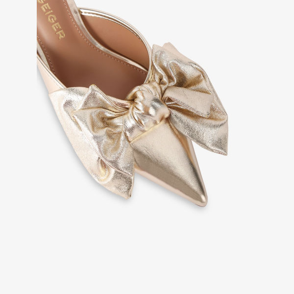 Мюли Kg Kurt Geiger на каблуке из искусственной кожи, золотой — фото 3