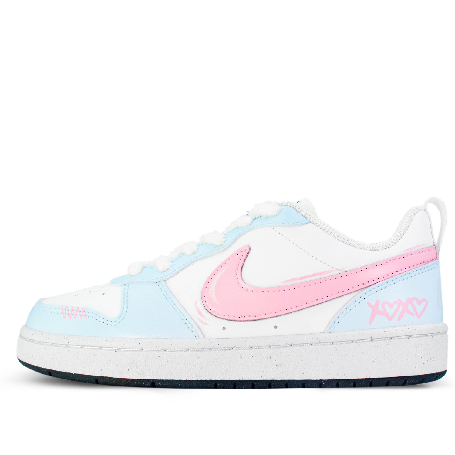 

Nike Кроссовки для скейтбординга Court Borough Sea Salt Love Heart дышащие низкие детские Blue Pink для подростков