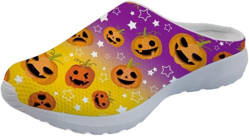 

Мужские сандалии GLENLCWE, женские прогулочные мюли, кроссовки, сетчатые мягкие садовые сабо, легкая обувь для душа и воды с поддержкой свода стопы, Halloween Happy Pumpkin Star