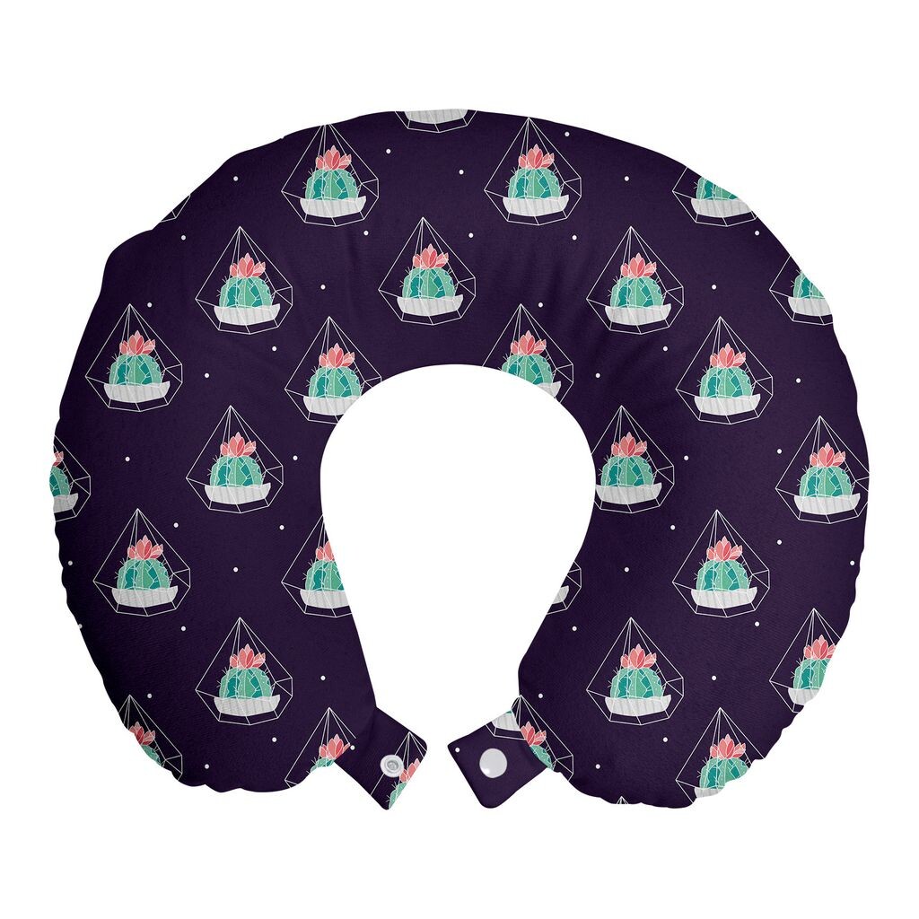 

ABAKUHAUS геометрическая дорожная подушка для шеи, кактус в форме ромба, дорожный предмет из пенопласта для самолета и автомобиля, 30x30 см, темно-фиолетовый и морской зеленый