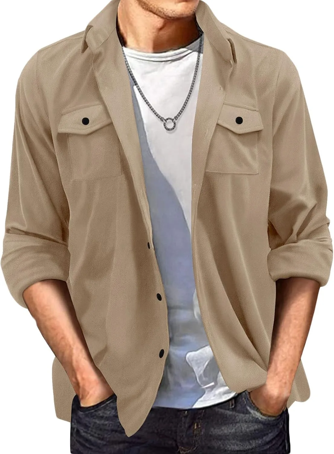 

Мужская рубашка из замши с длинным рукавом Regular Fit