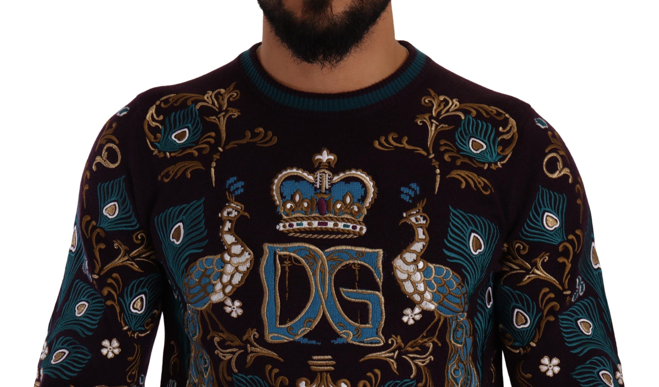 Элегантный свитер бордового цвета из кашемира с круглым вырезом Dolce & Gabbana — фото 4