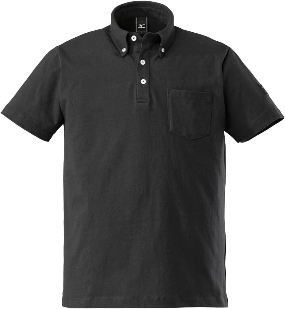 

Мужская водоотталкивающая рубашка-поло Mizuno C2JA2153 с коротким рукавом, на пуговицах, удобная в ношении, для занятий спортом на открытом воздухе, с дезодорирующей лентой, черный