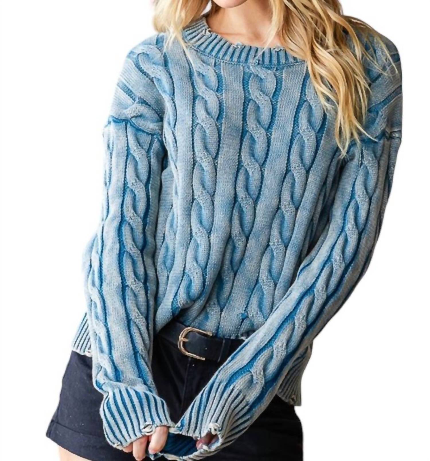 

Вязаный свитер с минеральным ворсом из выстиранного денима Easel, цвет washed denim