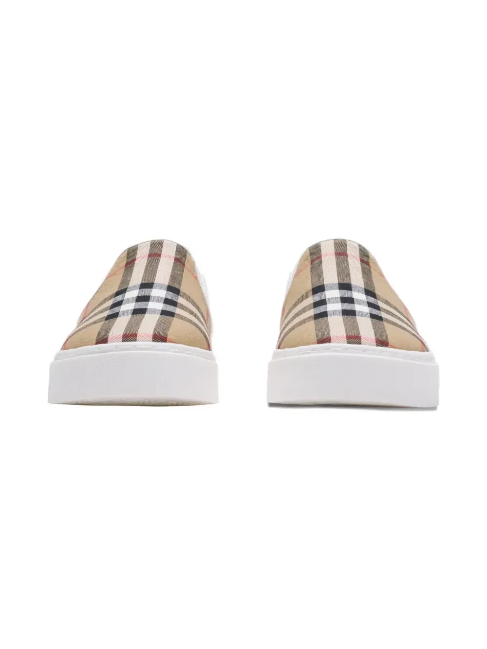 Слипоны в клетку Burberry Kids, бежевый — фото 4