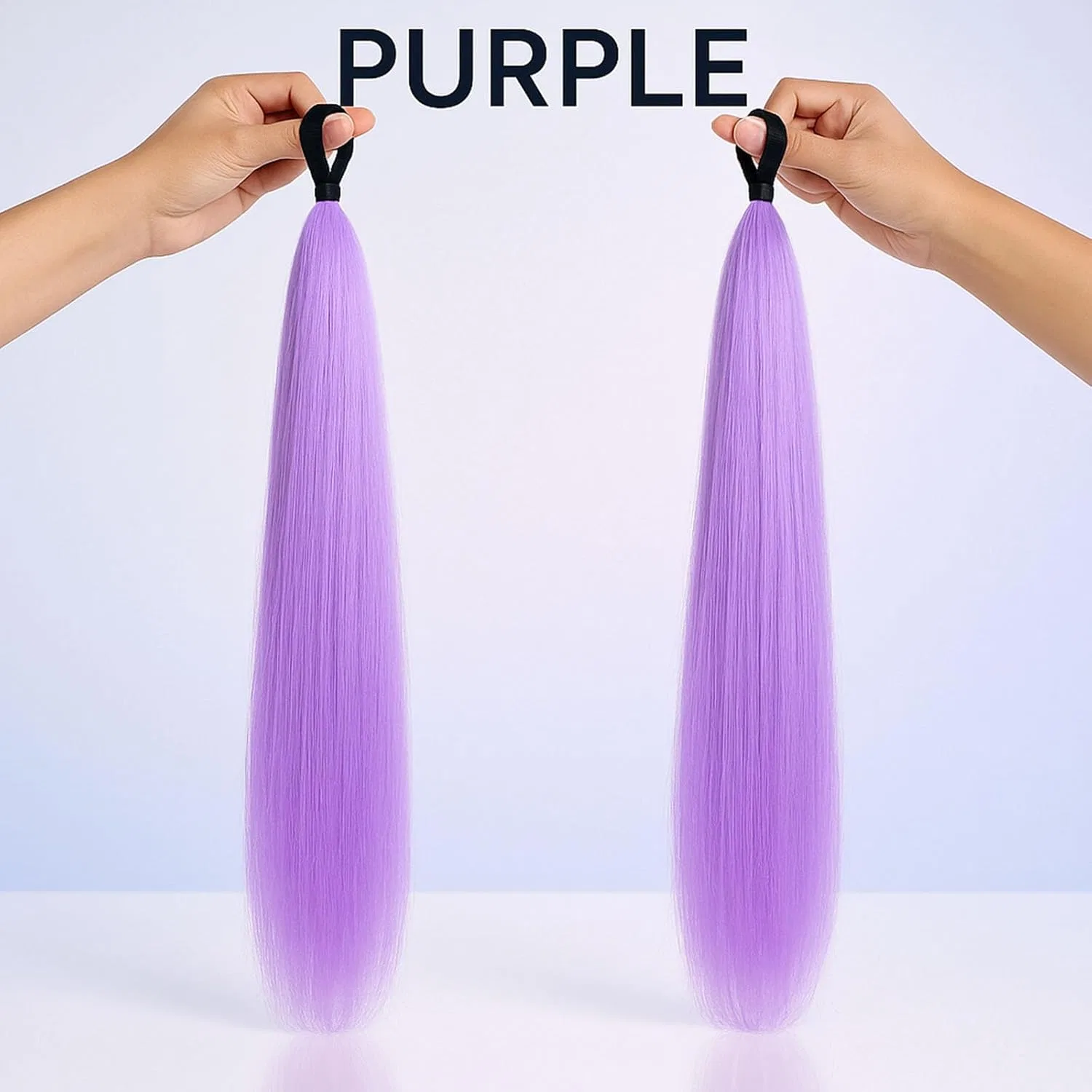 Набор из 2 радужных градиентных накладных волос для хвоста Amazleer, Purple — фото 3