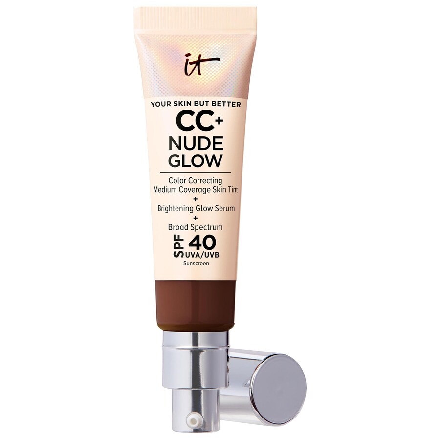 

Тональная основа CC+ Nude Glow Lightweight Foundation + Glow Serum с SPF 40 и ниацинамидом IT Cosmetics, 1.1 oz /32 mL, Deep Bronze