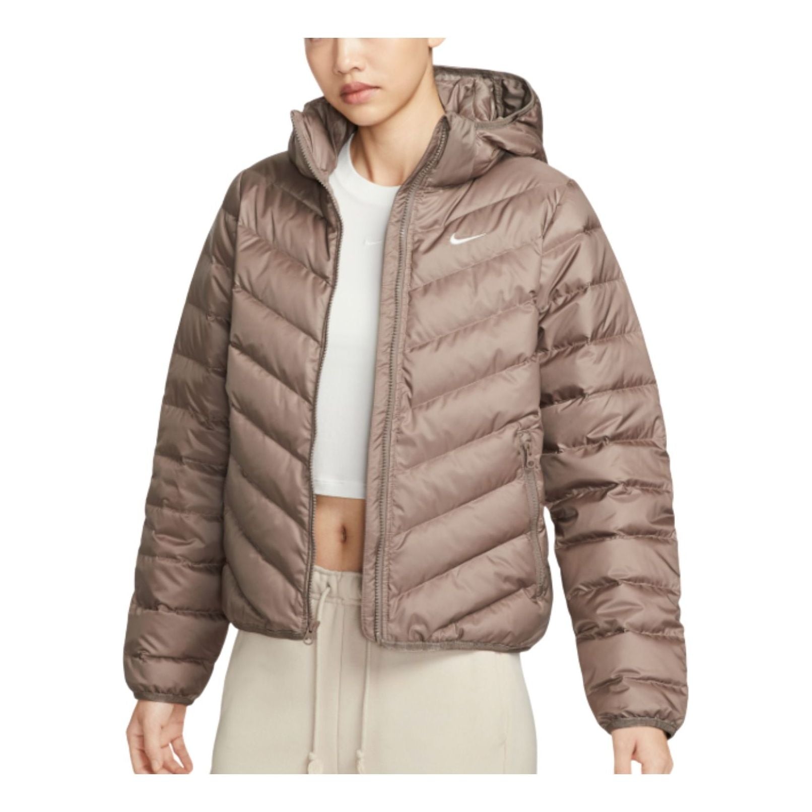 Кроссовки (WMNS) Nike Sportswear Windpuffer Therma-Fit Hooded Puffer 'Mink Brown'