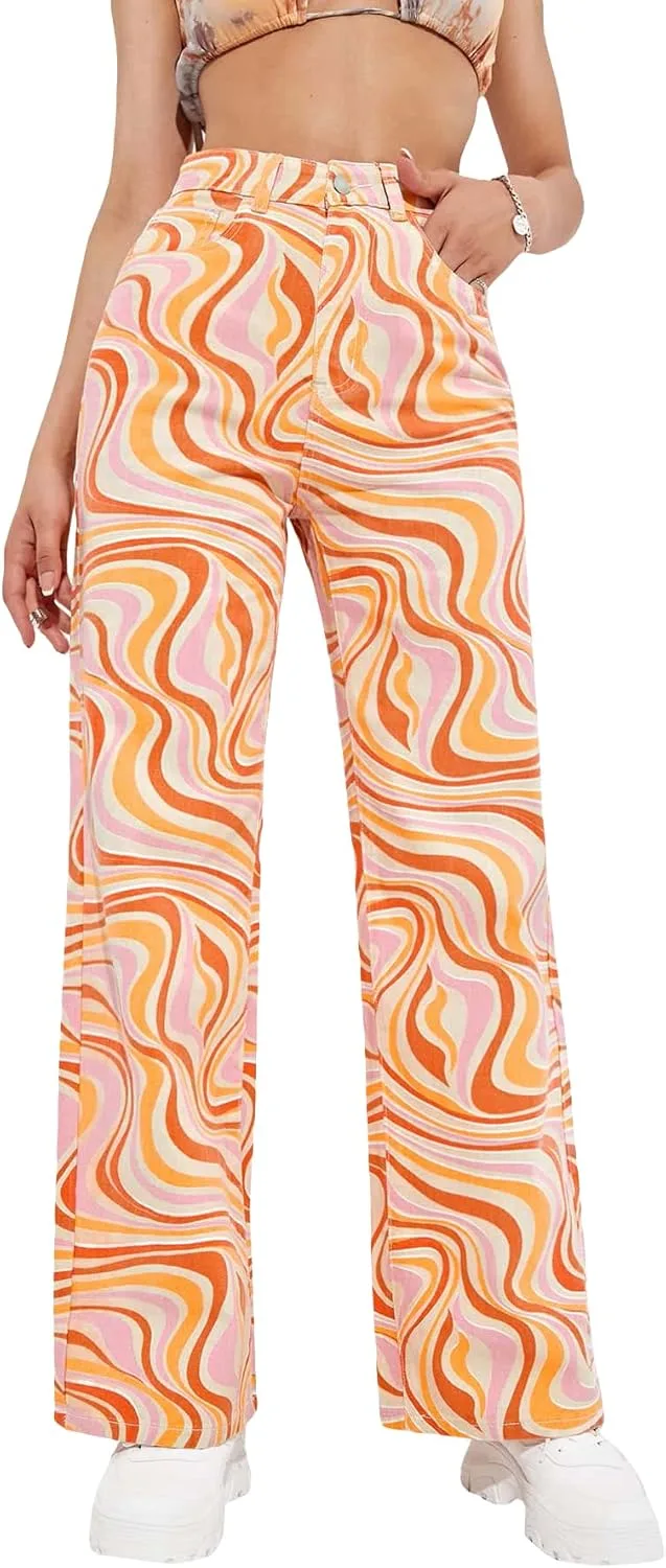 

Женские джинсы WDIRARA с коровьим принтом, рваные, на пуговицах