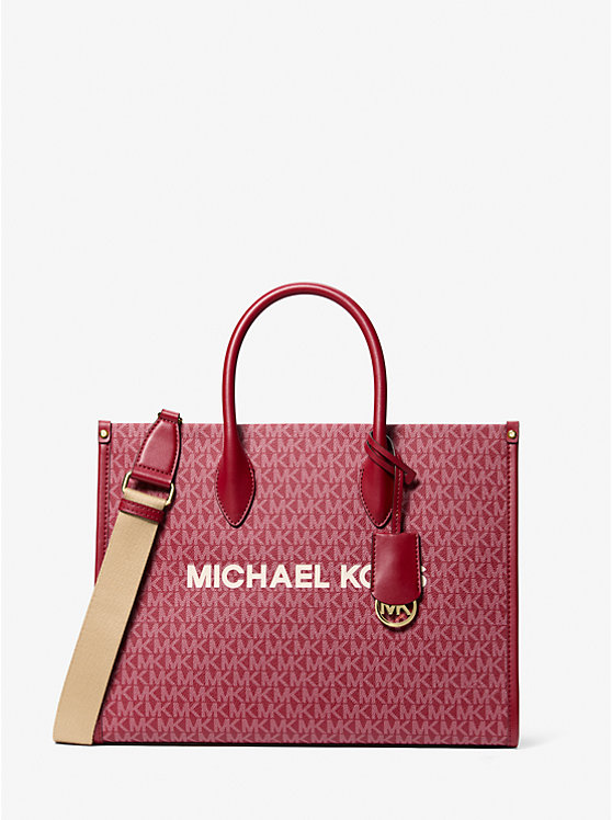 

Средняя металлическая сумка-шоппер Mirella с фирменным логотипом Michael Kors, красный