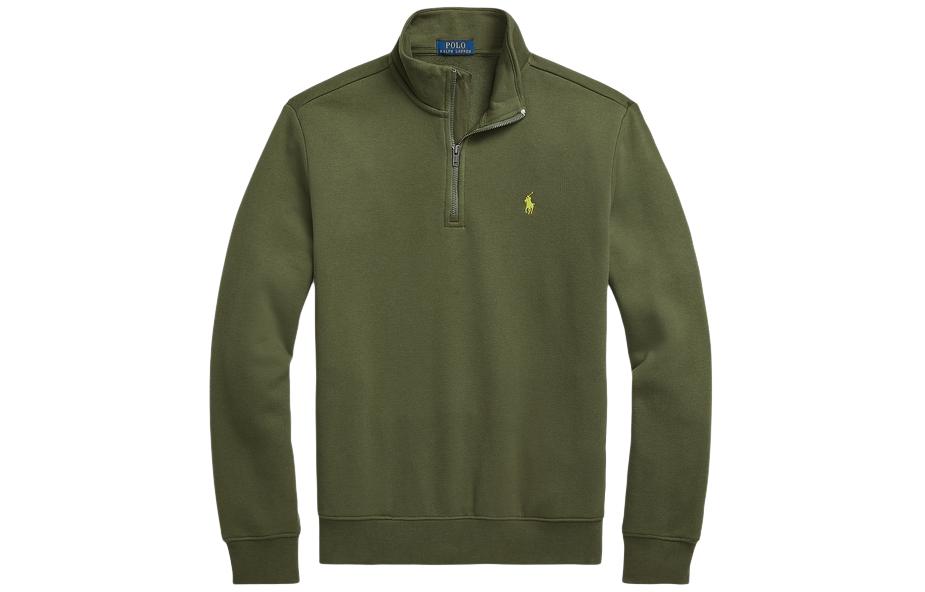 Полузип худи из двойного трикотажа Polo Ralph Lauren, зеленый — фото 3