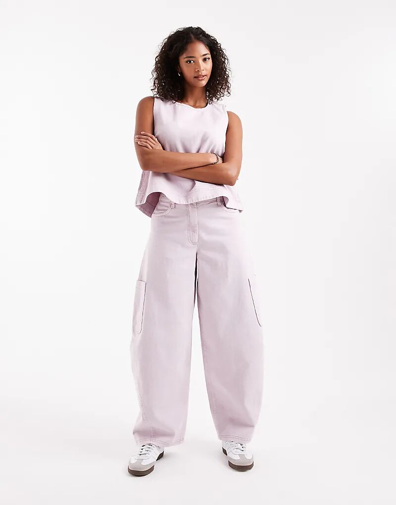 

Брюки-бочонки ASOS DESIGN с закругленными швами, цвет выбеленный лиловый