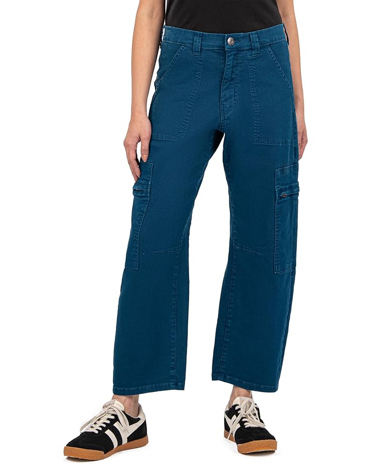 

Джинсы KUT from the Kloth Kaya High-Rise Straight Leg Front Slash Pockets Cargo In Teal Blue, цвет Teal Blue