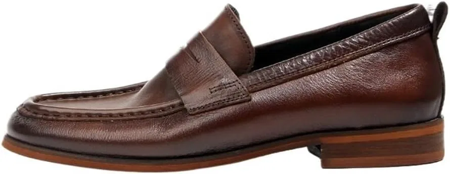 Лоферы кожаные Handmade Genuine Leather Men Loafers Retro Casual Business Dress Shoes, Brown UOPYNE