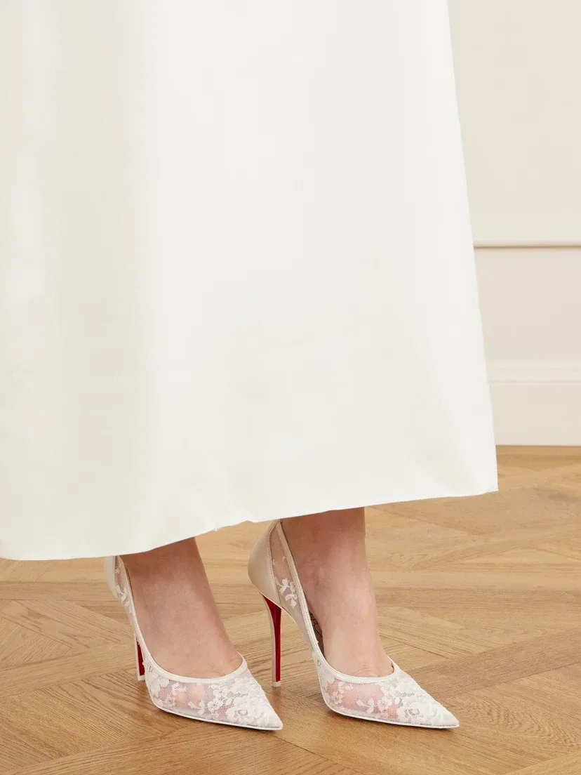 Туфли-лодочки на шпильке Miss Z mesh 100 мм из кружева Christian Louboutin, белый — фото 2