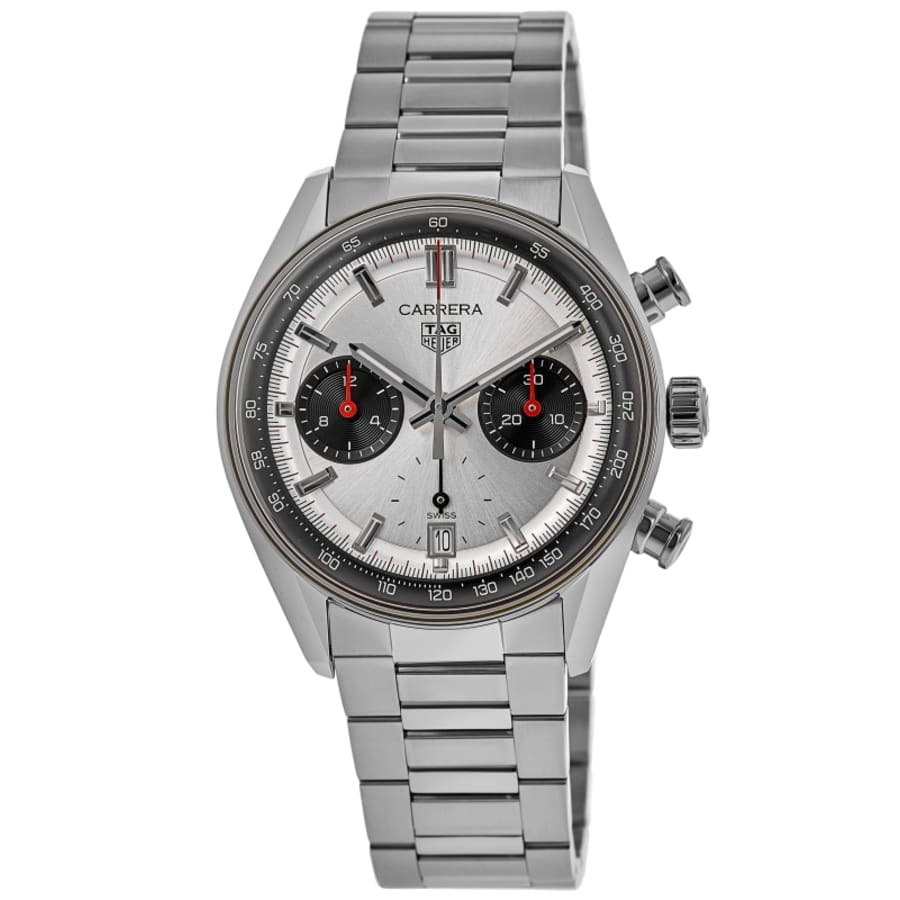 

Мужские часы Tag Heuer Carrera Chronograph 39 мм с белым циферблатом Panda из стали